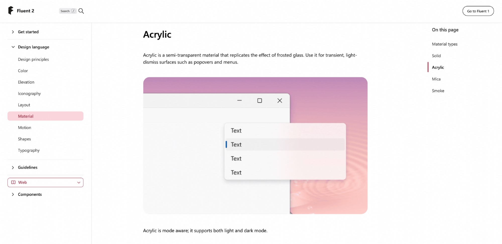 Microsoft Fluent Design Acrylic 玻璃擬態材質